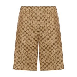 Gucci Men Gg Supreme Linen Shorts